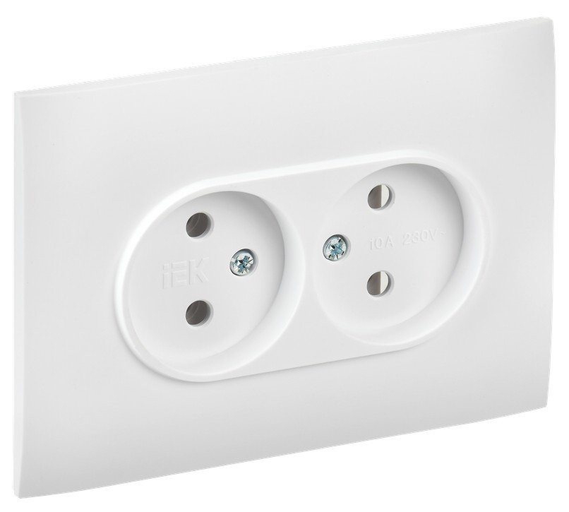 SKANDY Розетка 2-местная в сборе SK-R10W без заземления без защитных шторок скрытой установки 10А арктический белый (SK-R20-10-K01-F) Розетка без защитных шторок