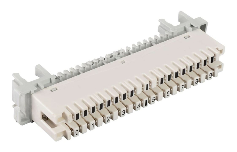 Плинт универсальный ПВТ-10Р-5е, 10 пар размыкаемые контакты 0...9 (120902-00081) Плинт соединительный на 10 пар