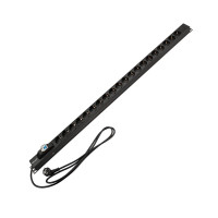 Блок распределения питания для 19" шкафов, вертикальный, 20 розеток СЕЕ 7/4, 16А, автомат защиты, алюм корп, шнур 2м, вилка СЕЕ 7/7 REXANT (04-0201-2) Блок розеток 19"