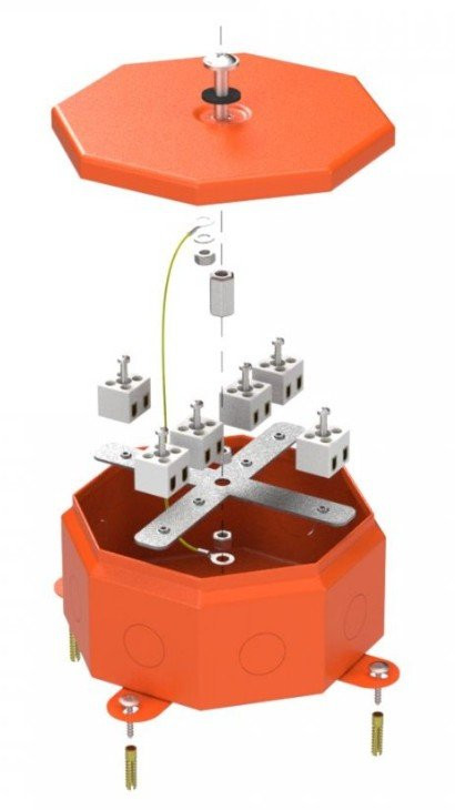 Коробка металлическая огнестойкая Октагон Е15-Е120 RAL2004 130х130х63 (70-0101-2004-FR2.5-12) (Промрукав) Коробка огнестойкая