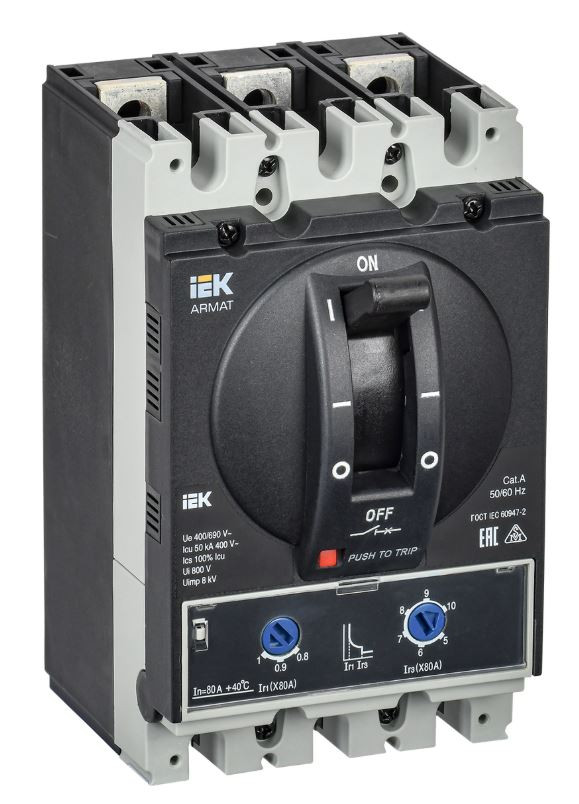 Автоматический выключатель в литом корпусе 3P A 80A 50kA (AR-MCCB-3A-050-0080A-ATUC) Автоматический выключатель в литом корпусе