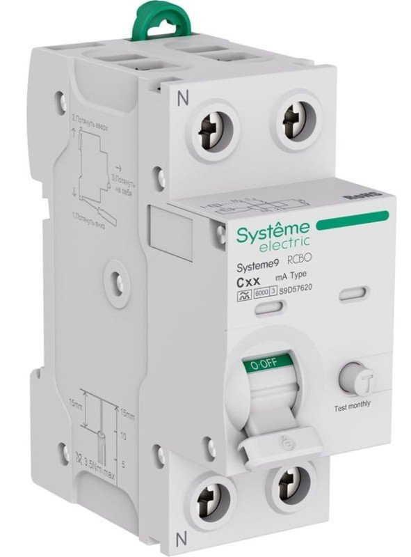 Systeme9 АВДТ 1P+N C 6A 6kA 30мА AC 230В (S9D51606) Автоматический выключатель дифференциального тока