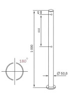 ASP-D50,8-01-LT Односторонняя стойка ограждения c 2 отверстиями