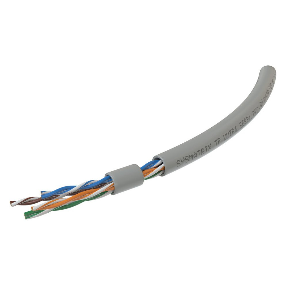 TP UUTP4.5ES24.LSZH.GY305 (19705s) U/UTP, категория 5e, 4 пары (0,51мм), одножильный, внутренний, LSZH, нг(A)-HF, серый. Кабель «витая пара» (LAN) для структурированных систем связи