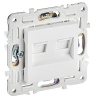 SKANDY Розетка компьютерная двойная RJ45 кат.6 SK-K04W скрытой установки арктический белый (SK-K20-2-K01) Розетка компьютерная