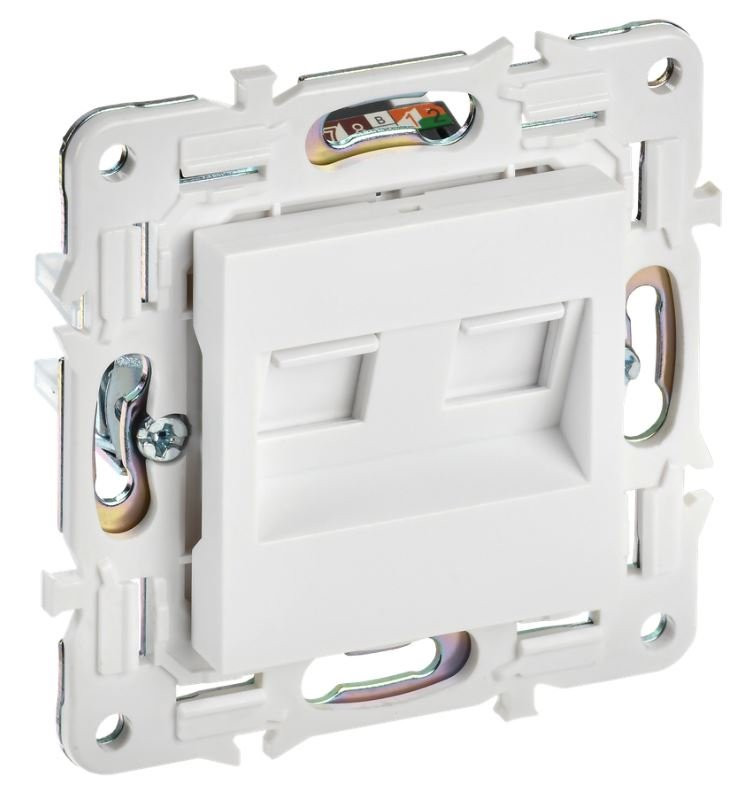 SKANDY Розетка компьютерная двойная RJ45 кат.6 SK-K04W скрытой установки арктический белый (SK-K20-2-K01) Розетка компьютерная