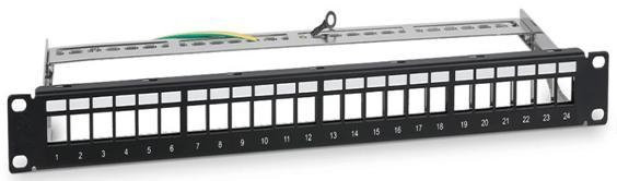 PP-1U-24P-5e-SH-M (201-006) Патч-панель модульная 19" (1U) 24 порта RJ-45 кат.5е экран.