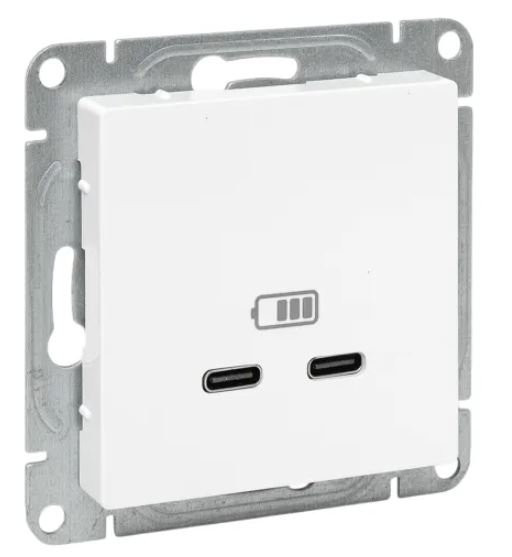 Механизм розетки USB-C - 2 шт, белый Эпика (UP1-SOW-2USBC) Механизм розетки USB