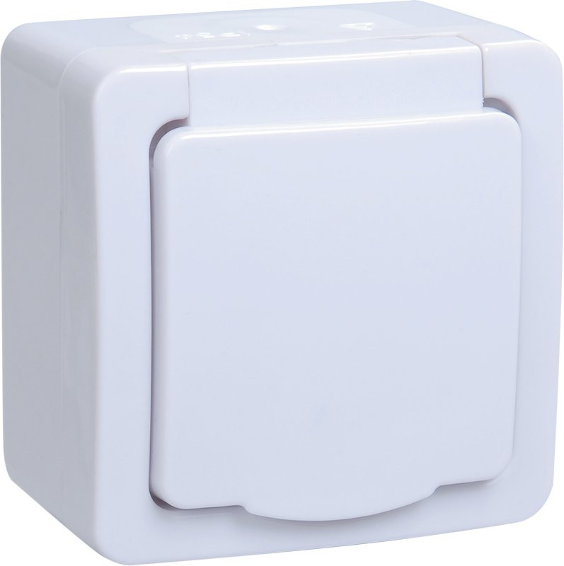 ГЕРМЕС PLUS Розетка 1-местная РСб20-3-ГПБб с заземлением открытой установки IP54 (цвет крышки белый) (ERMP12-K01-16-54-EC) Розетка (цвет крышки:белый)