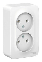 BLANCA розетка 2-местная без заземления без шторок, открытой установки, белый (BLNRA000211) Розетка с изолированной пластиной