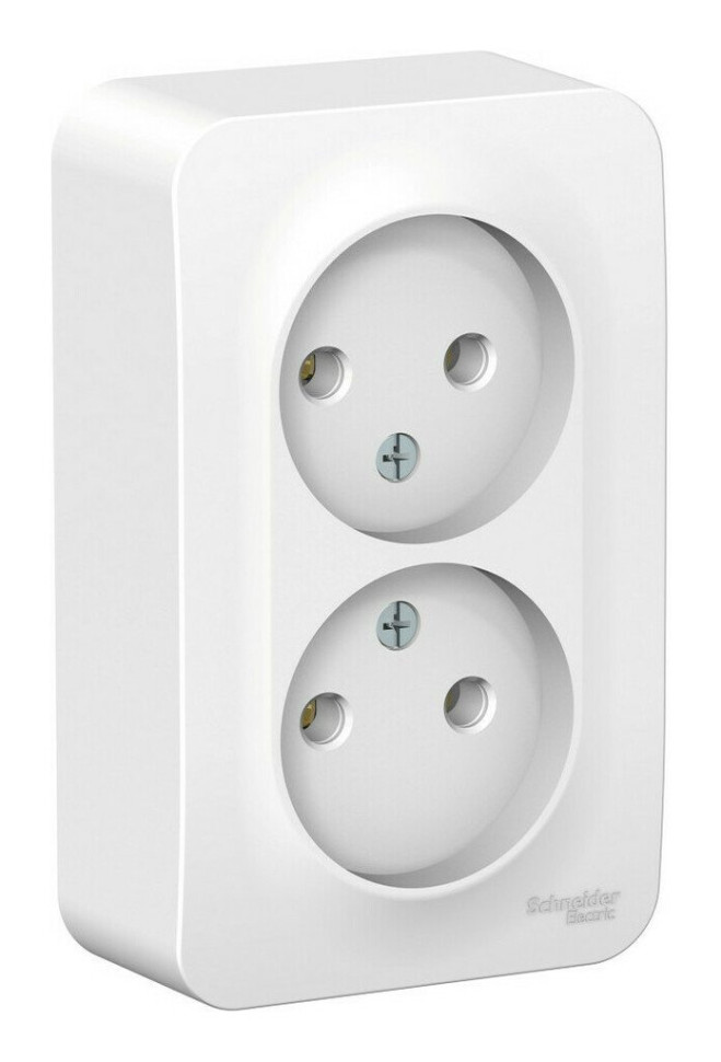 BLANCA розетка 2-местная без заземления без шторок, открытой установки, белый (BLNRA000211) Розетка с изолированной пластиной