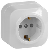 Розетка 1-местная GLORY РСш20-3-ХБ с заземлением с защитными шторками открытой установки 16А белый (ERH14-K01-16) Розетка с защитными шторками