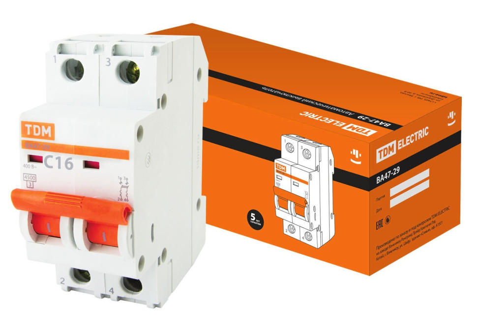 ВА47-29 2Р 16А 4,5кА х-ка С (SQ0206-0093) Автоматический выключатель