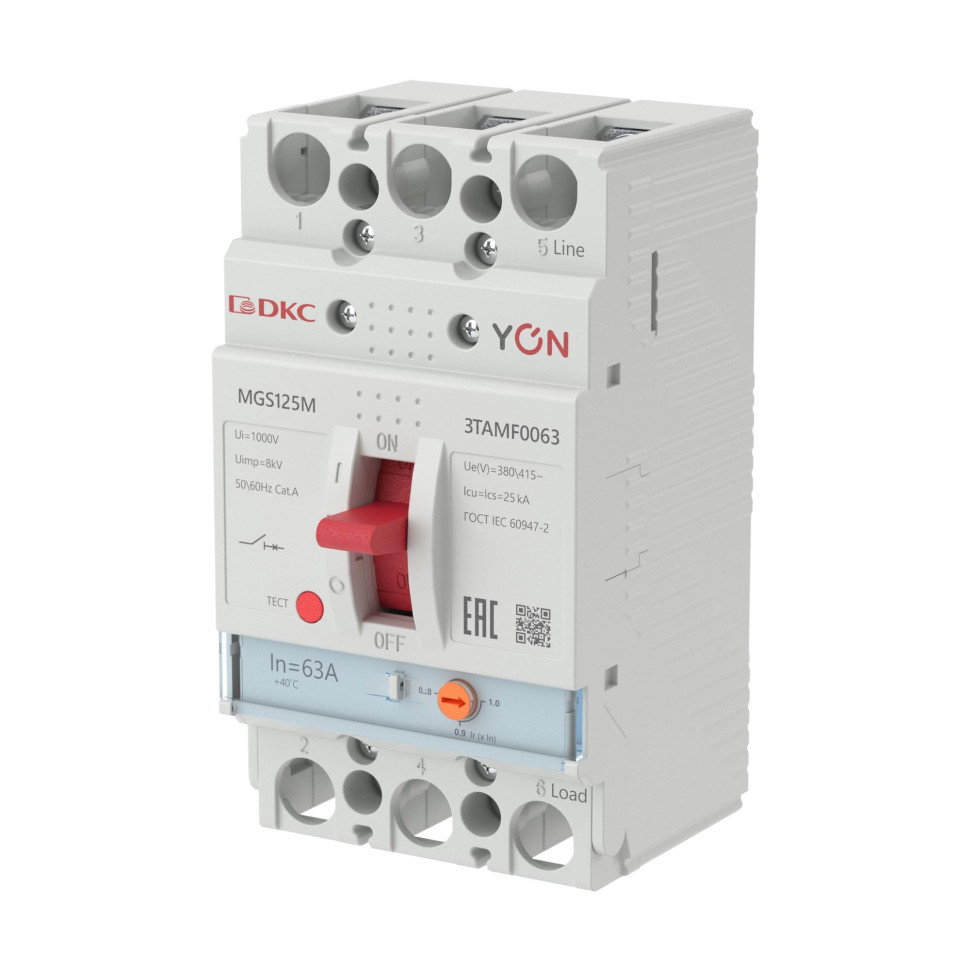 YON MGS125 3P 50,4-63A 25kA (MGS125M-3TAMF0063) Автоматический выключатель в литом корпусе