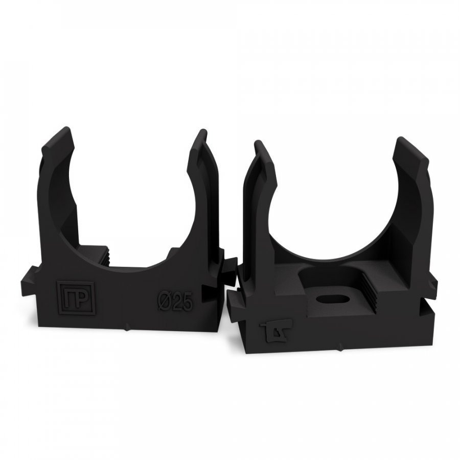 Крепеж-клипса для монтажного пистолета черная в гофроящике D25 (900 шт) (PR13.0457) Крепление для труб ПВХ