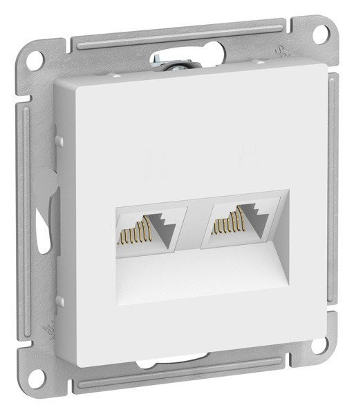 AtlasDesign розетка RJ45+RJ45, 2-местная, скрытой установки, механизм, белый (ATN000185) Розетка компьютерная