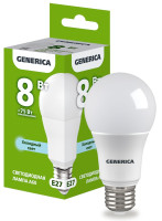 Лампа светодиодная A60 груша 8Вт 230В 6500К E27 GENERICA (LL-A60-08-230-65-E27-G) Лампа светодиодная