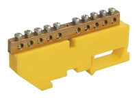 Шина PE "земля" на DIN-изоляторе ШНИ-8х12-10-Д-Ж (YNN10-812-10D-K05) Шина на DIN-изоляторе