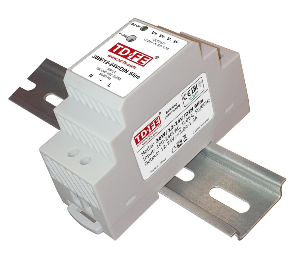 36W/12-24V/DIN Slim Источник вторичного электропитания