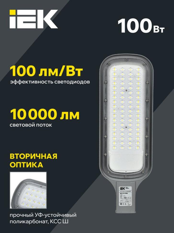 Светильник светодиодный консольный ДКУ 1012-100Ш 5000К IP65 серый (LDKU1-1012-100-5000-K03) Светильник