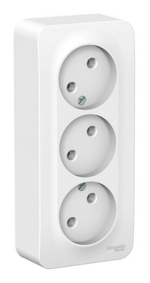 BLANCA розетка 3-местная без заземления без шторок, открытой установки, белый (BLNRA000311) Розетка с изолированной пластиной