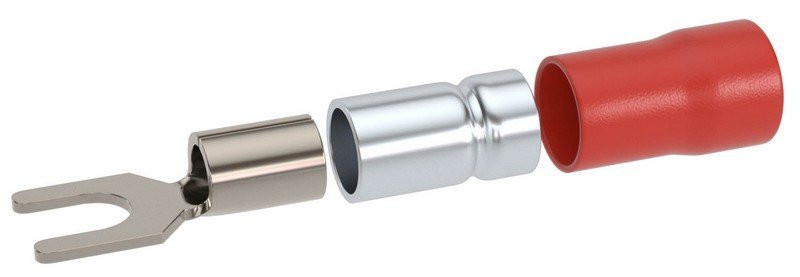 Наконечник вилочный НВИ 0,25-1,5 М3,5 (D3,7мм) (100 шт) (2A135P-DS-PVC) Наконечник вилочный с изолированным фланцем ПВХ, двойная гильза