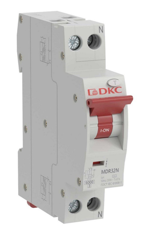 YON max MDR, 1P+N, 10mA, 6A, 6kA, А (MDR32N-1N1C6-A) Компактный автоматический выключатель дифференциального тока
