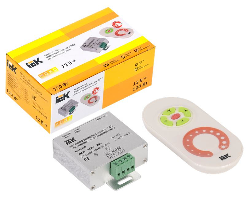 Контроллер с ПДУ радио MONO 1 канал 12В 10А 120Вт белый (LSC1-MONO-120-RF-20-12-W) Контроллер с ПДУ радио