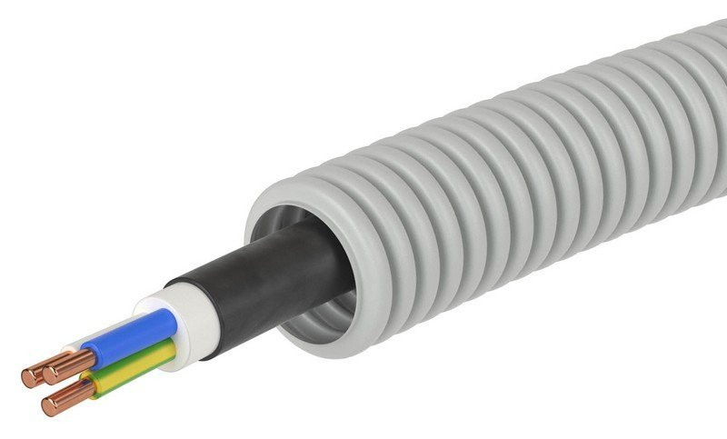 Труба ПВХ D16 + ВВГнг(А)-LS 3х2,5 (ГОСТ+) (9S91625) Труба гофрированная с кабелем