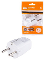 Вилка прямая с/з белая c перфорацией 10А 250В TDM (SQ1806-0197) Вилка