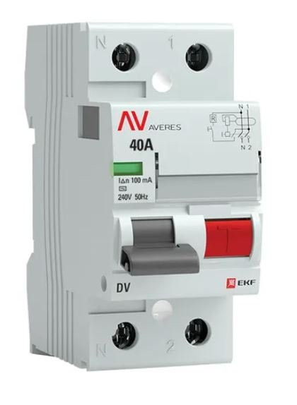 DV 2P 40А 100мА AC 6kA AVERES (rccb-2-40-100-ac-av) Выключатель дифференциального тока