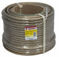 Трос стальной в ПВХ оплетке d=10,0 мм, прозрачный (50м)(09-5300) Трос стальной
