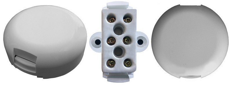 УК-2П с керамической клеммной колодкой, 3 контакта, белый (Магнито-Контакт) Коробка коммутационная для 3х2 проводов