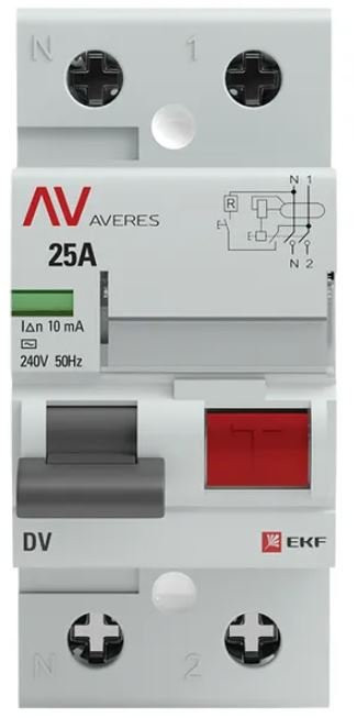 DV 2P 25А 10мА AC 6kA AVERES (rccb-2-25-10-ac-av) Выключатель дифференциального тока