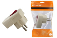 Вилка угловая с/з с выключателем белая 16А 250В TDM (SQ1806-0009) Вилка