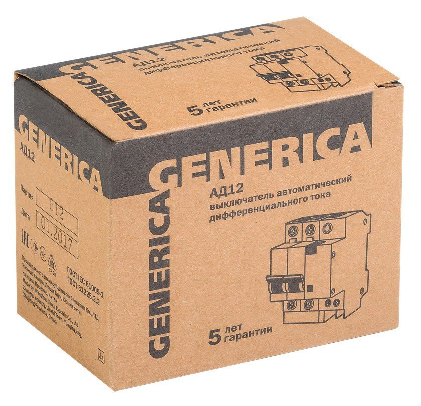 GENERICA АД12 2Р 25А 300мА (MAD15-2-025-C-300) Автоматический выключатель дифференциального тока
