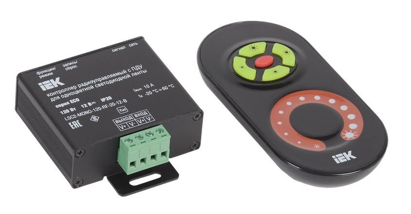 Контроллер с ПДУ радио MONO 1 канал 12В 10А 120Вт черный (LSC1-MONO-120-RF-20-12-B) Контроллер с ПДУ радио
