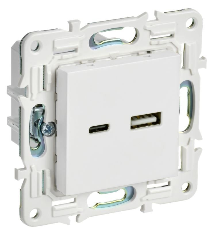 SKANDY Розетка USB A+C 3,1А SK-R14W скрытой установки арктический белый (SK-U22-D31-K01) Розетка USB