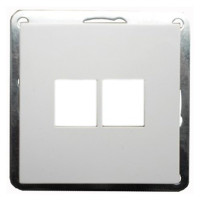 Накладка с суппортом розетки БЕЗ механизма LK60, белый (866204-0) Накладка с суппортом розетки компьютерной и телефонной на 2 входа