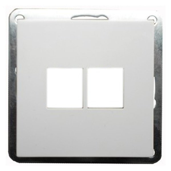Накладка с суппортом розетки БЕЗ механизма LK60, белый (866204-0) Накладка с суппортом розетки компьютерной и телефонной на 2 входа