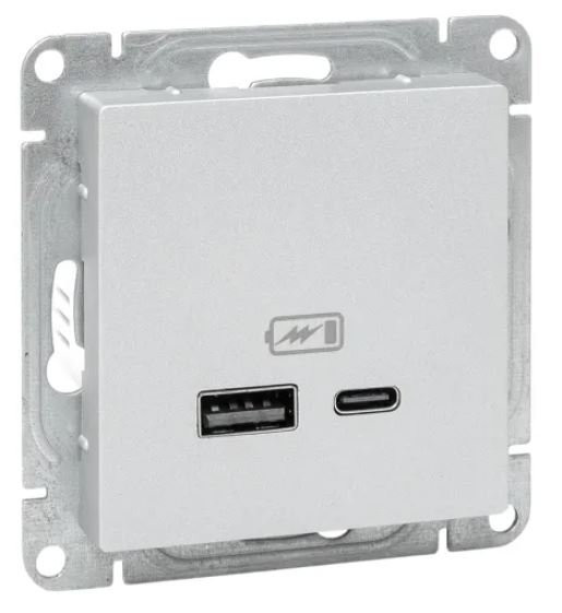Механизм розетки USB-A+С, алюминий Эпика (UP1-SOA-USBA+USBC) Механизм розетки USB