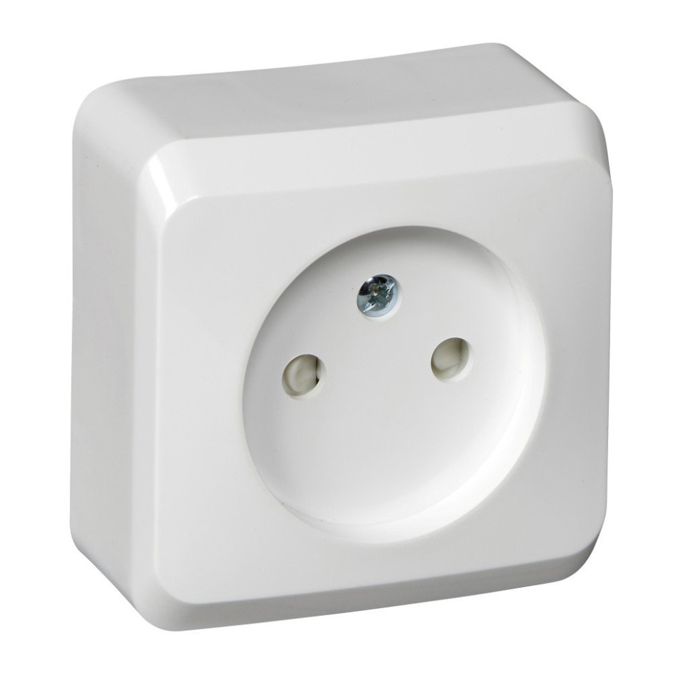 Этюд розетка 1-местная без заземления со шторками, открытой установки, белая (PA16-002B) Розетка
