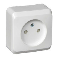 Этюд розетка 1-местная без заземления со шторками, открытой установки, белая (PA16-002B) Розетка