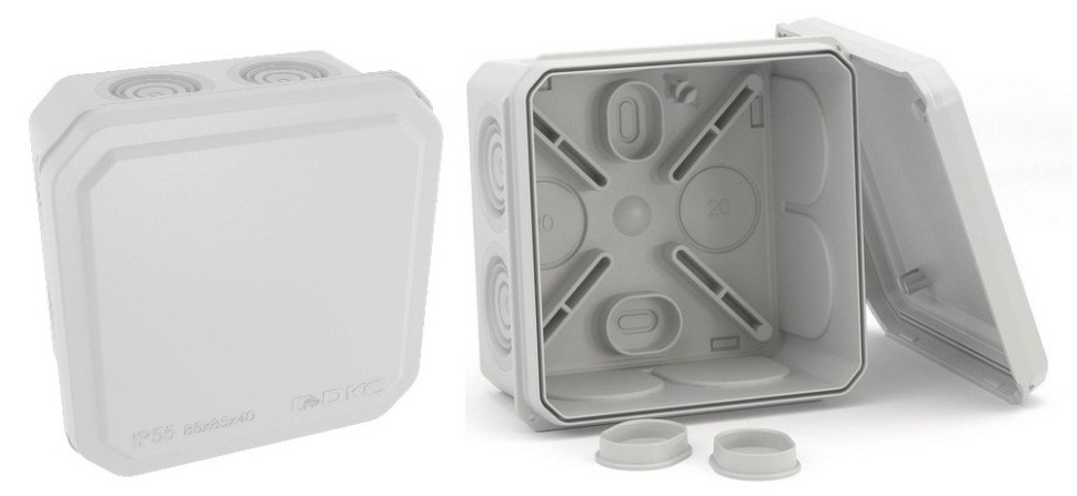 Коробка ответвительная с кабельными вводами IP55, 85х85х40 Коробка ответвительная