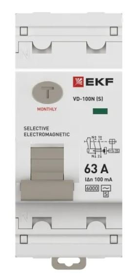 ВД-100N (S) 2P 63А 100мА AC 6кА PROXIMA (E1026MS63100) Выключатель дифференциального тока