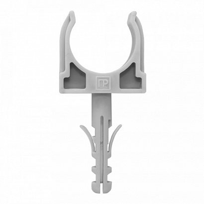 Крепеж-клипса с дюбелем серая D16 (100 шт) (PR13.0295) Держатель с защелкой и дюбелем