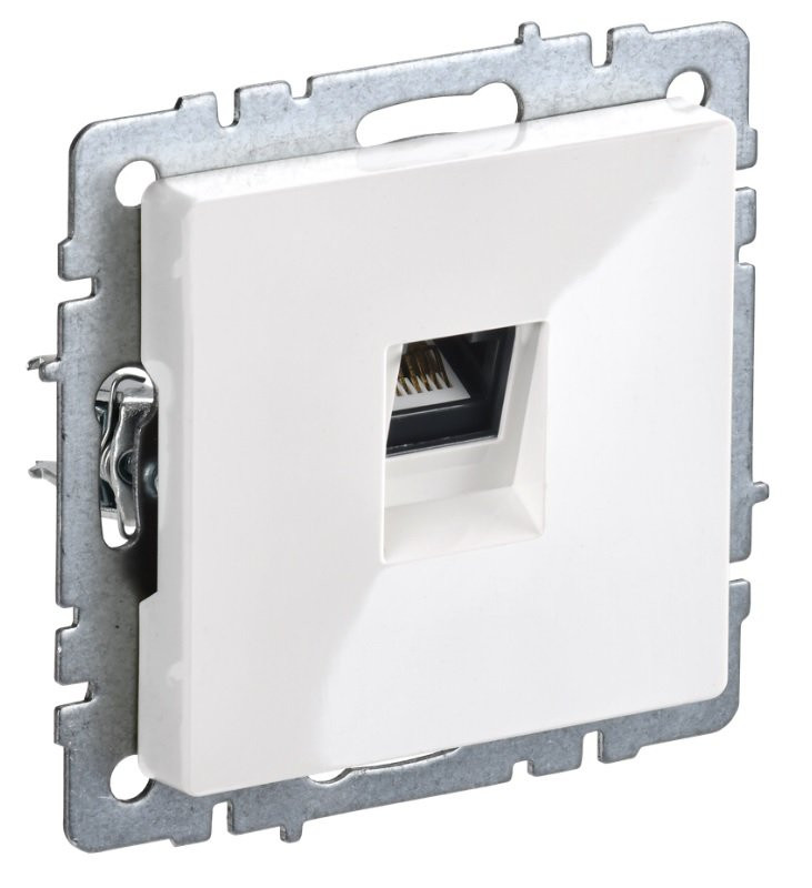 Розетка компьютерная 1-местная RJ45 BRITE РК10-БрБ кат.5E белый (BR-K10-1-K01) Розетка компьютерная