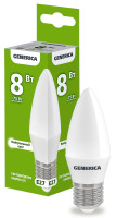 Лампа светодиодная C35 свеча 8Вт 230В 4000К E27 GENERICA (LL-C35-08-230-40-E27-G) Лампа светодиодная