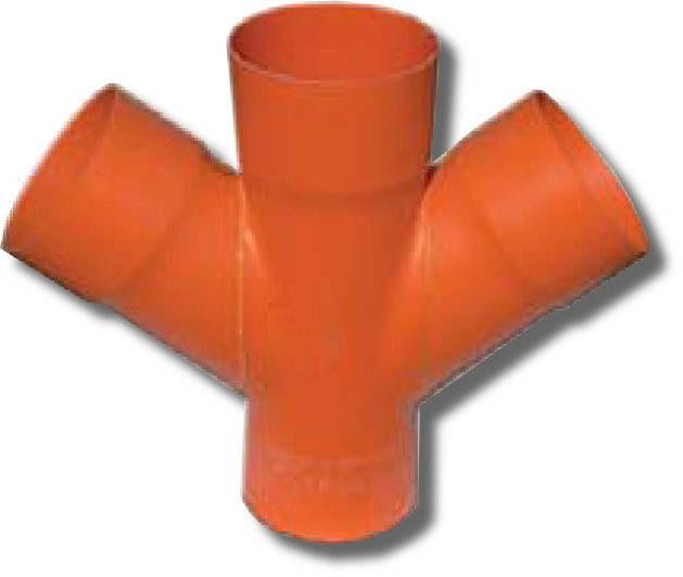 Соединение для четырех двустенных труб, 45°, D160 (021160) Соединение для четырех двустенных труб