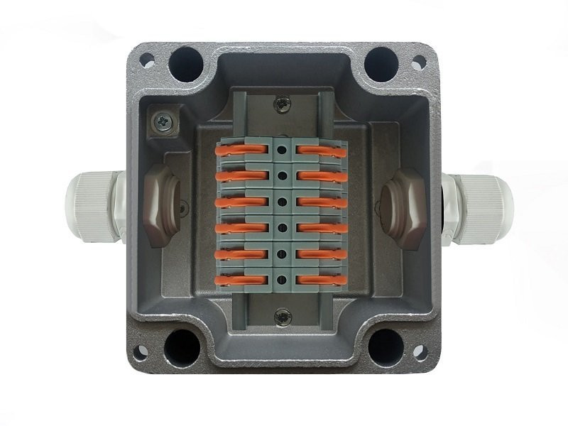 МКС "Мороз", 2В, с клеммниками REXANT, IP66/IP68 Коробка коммутационная металлическая